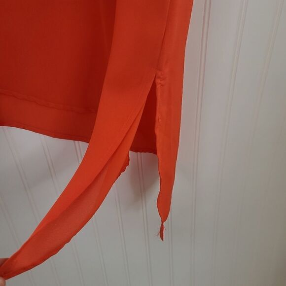 Leo and Nicole Orange Sleeveless Asymmetrical Blouse with slit EUC S - Picture 2 of 7
